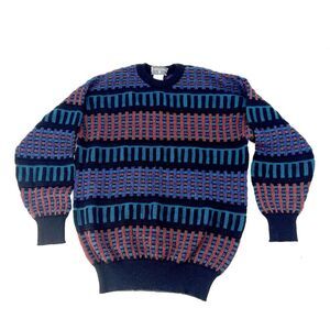 Vintage 90's Paul Fourtica Colorful Oversized Wool Sweater Cosby